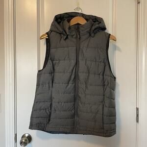 Tangerine Hooded Puffer Vest Women's Size XL Gray Full Zip Ski Snow Gorp Sporty